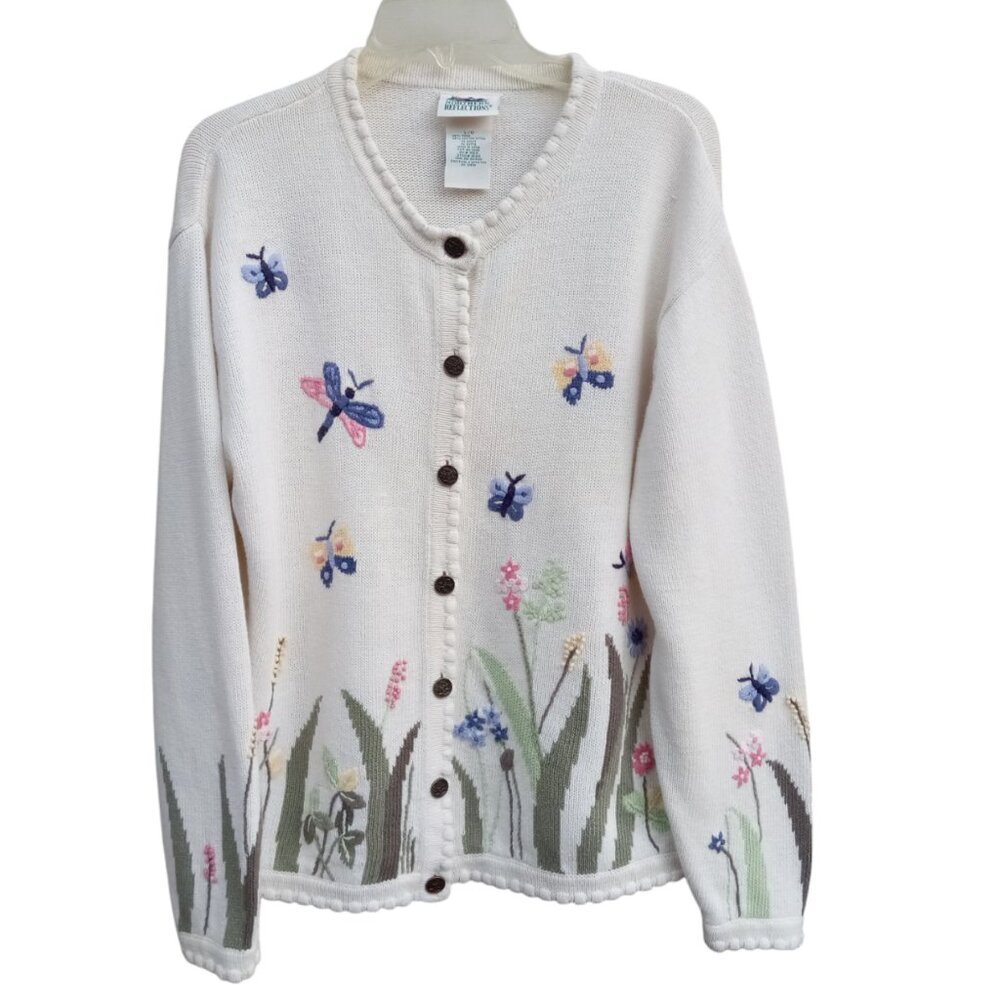 Northern Reflections vintage embroidered floral sweater sz L